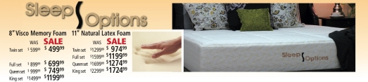 Sleep Options Memory Foam Mattress, Natural Latex Mattress, Pillows, Sleep Accessories
